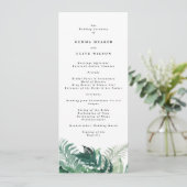 Fresh Greenery Modern Waterverf Wedding Programmakaart (Staand voorkant)