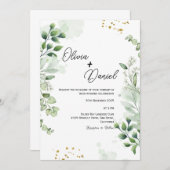 Fresh Greenery Script Huwelijksuitnodiging Kaart (Voorkant / Achterkant)