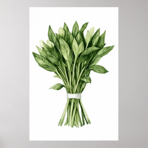 Fresh Greenery Waterverf bruidsboeket Poster