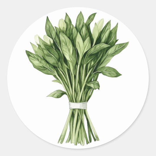 Fresh Greenery Waterverf bruidsboeket Ronde Sticker (Voorkant)