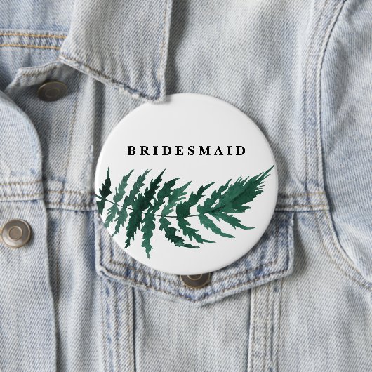 Fresh Greenery Waterverf Wedding Bridesmaid Ronde Button 4,0 Cm (In situ)