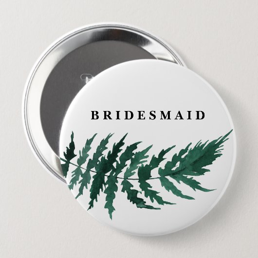 Fresh Greenery Waterverf Wedding Bridesmaid Ronde Button 4,0 Cm (Voorkant /achterkant)