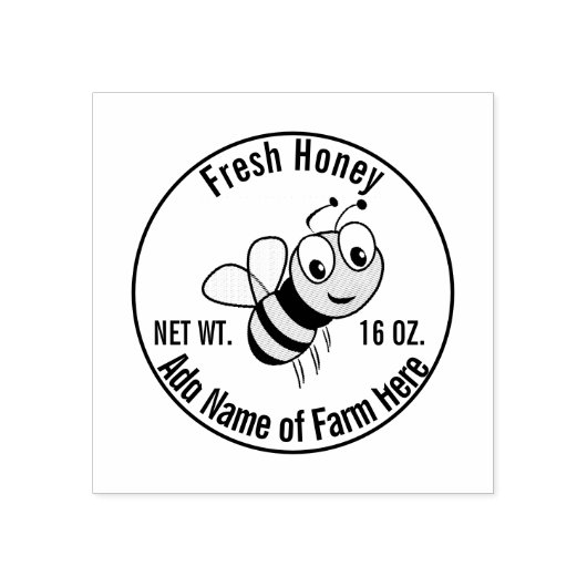 Fresh Honey met bijen Boerderij naam Rubberstempel (Afrduk)
