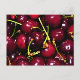Fresh Juicy Cherries with Water Drops Briefkaart
