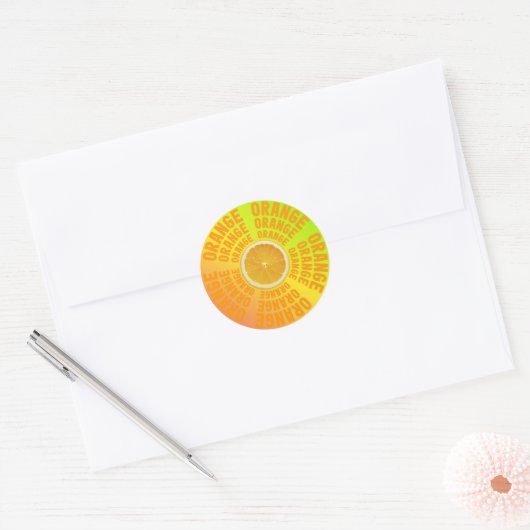 Fresh & Juicy Orange slice Typography Sticker (Envelop)