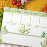 Fresh Kitchen Herbs - Green Weekly Meal Planner Notitieblok<br><div class="desc">Elke pagina van dit afscheurbare notitieblok is bedrukt met een verse nieuwe wekelijkse maaltijdplanner. U kunt uw maaltijden voor elke dag van de week onderbreken en uw boodschappenlijst maken terwijl u gaat. De boodschappenlijst kan dan van de pagina worden afgesneden, klaar om te winkelen. Het ontwerp is voorzien van een...</div>