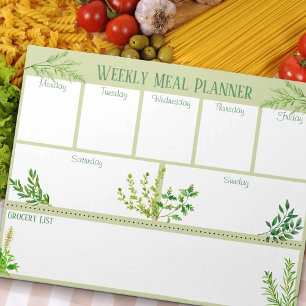 Fresh Kitchen Herbs - Green Weekly Meal Planner Notitieblok