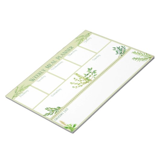 Fresh Kitchen Herbs - Green Weekly Meal Planner Notitieblok (Schuin)