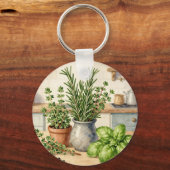 Fresh Kitchen Herbs Watercolor Sleutelhanger (Achterkant)