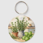 Fresh Kitchen Herbs Watercolor Sleutelhanger (Achterkant)