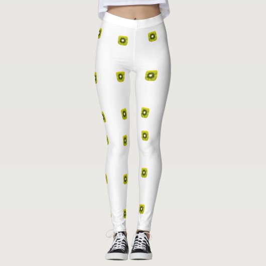 "Fresh Kiwis on White Background - Minimalist Frui Leggings (Voorkant)