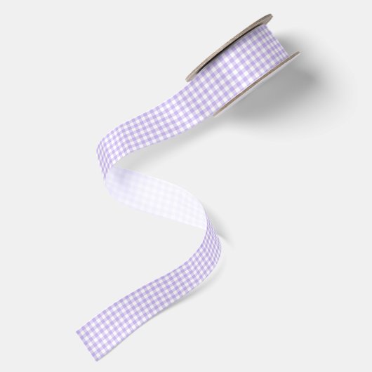 Fresh Lavender Gingham Pattern Satijnen Lint (Achterkant)