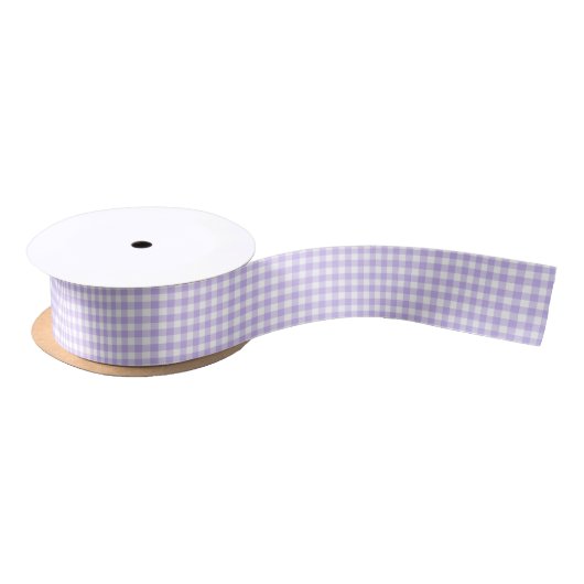 Fresh Lavender Gingham Pattern Satijnen Lint (Spoel)