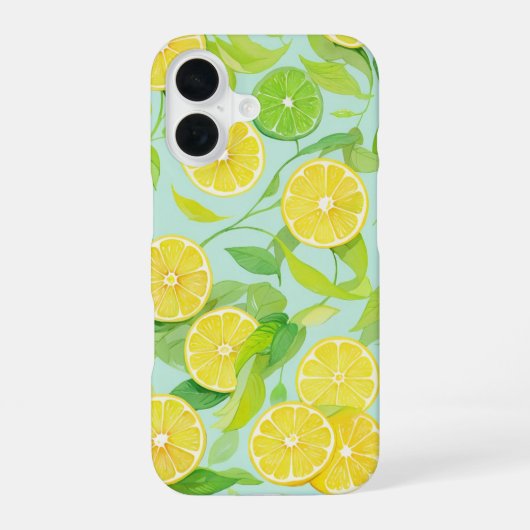 Fresh Lemon and Lime Botanical Pattern Phone Case iPhone 16 Hoesje (Achterkant)