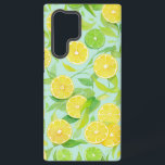 Fresh Lemon and Lime Botanical Pattern Phone Case Samsung Galaxy Hoesje<br><div class="desc">A cheerful phone case featuring a refreshing design of lemons and limes. The light, watercolor-style illustration showcases juicy fruit slices and green leaves in a breezy, clean arrangement. It's a delightful design that will brighten your mood every time you see it. Perfect for a personal treat or as a great...</div>
