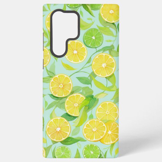 Fresh Lemon and Lime Botanical Pattern Phone Case Samsung Galaxy Hoesje (Achterkant)