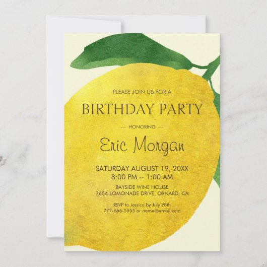 Fresh Lemon Birthday Invitation Kaart (Voorkant)
