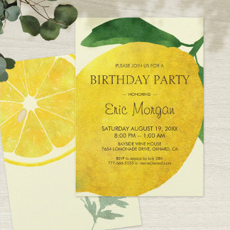 Fresh Lemon Birthday Invitation Kaart