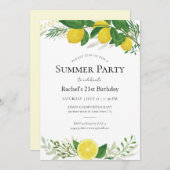 Fresh Lemon Birthday Party Invitation Kaart (Voorkant / Achterkant)