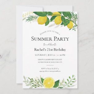 Fresh Lemon Birthday Party Invitation Kaart