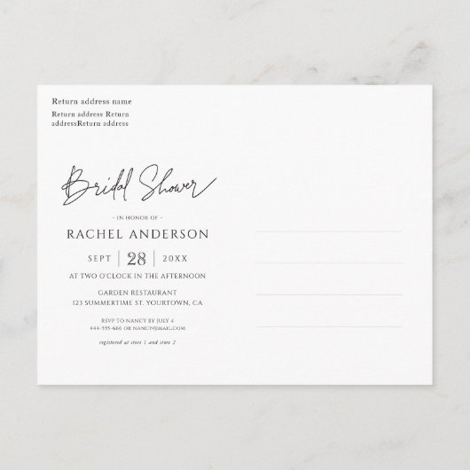 Fresh Lemon Bridal Shower Invitation Briefkaart (Achterkant)