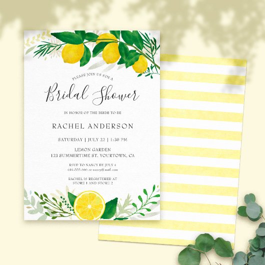 Fresh Lemon Bridal Shower Invitation Card 02 Kaart