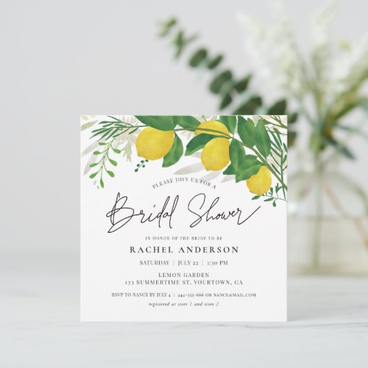 Fresh Lemon Bridal Shower Invitation Card Kaart (Staand voorkant)