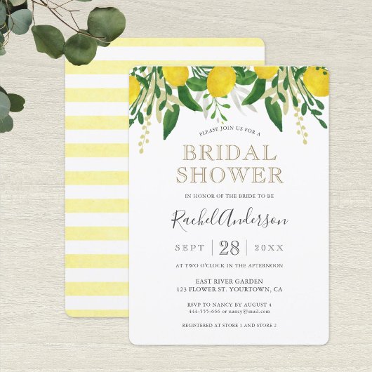 Fresh Lemon Bridal Shower Invitation Card Kaart