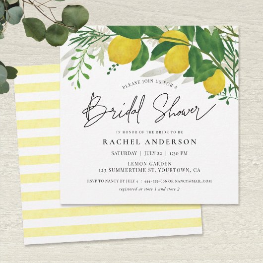 Fresh Lemon Bridal Shower Invitation Card Kaart