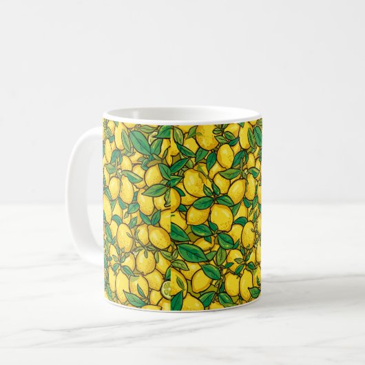  Fresh Lemon Citrus Pattern Koffiemok (Voorkant links)