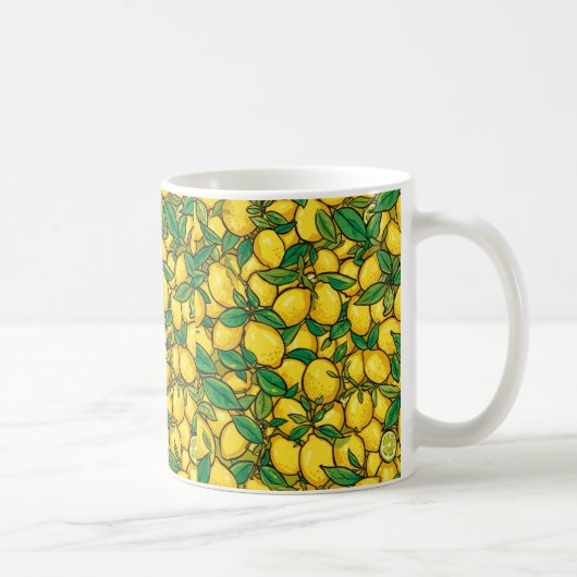Fresh Lemon Citrus Pattern Koffiemok (Rechts)