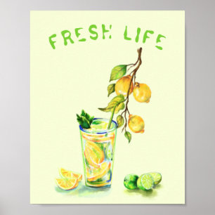Fresh Lemon Cool Drink Poster - aangepaste tekst