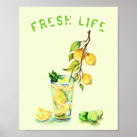 Fresh Lemon Cool Drink Poster - aangepaste tekst (Voorkant)