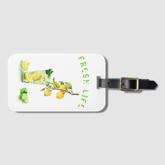 Fresh Lemon Drink Bagagelabel - aangepaste tekst (Voorkant (horizontaal))