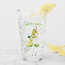Fresh Lemon Drink Glass - aangepaste tekst