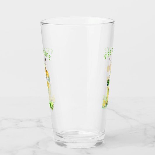 Fresh Lemon Drink Glass - aangepaste tekst Glas (Links)
