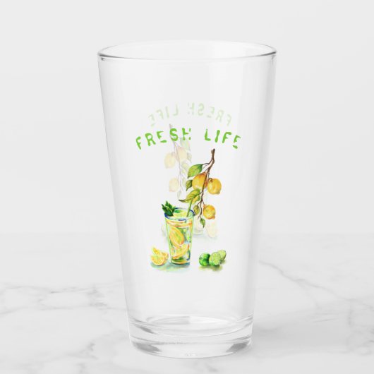 Fresh Lemon Drink Glass - aangepaste tekst Glas (Voorkant)