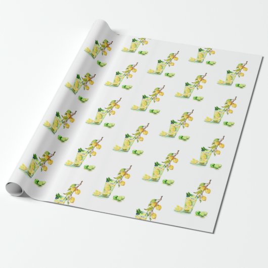 Fresh Lemon Drink Lemons Wrapping Paper Cadeaupapier (Uitgerold)