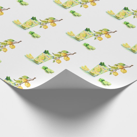 Fresh Lemon Drink Lemons Wrapping Paper Cadeaupapier (Hoek)