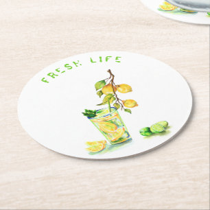 Fresh Lemon Drink Paper Onderzetter - Aangepaste t