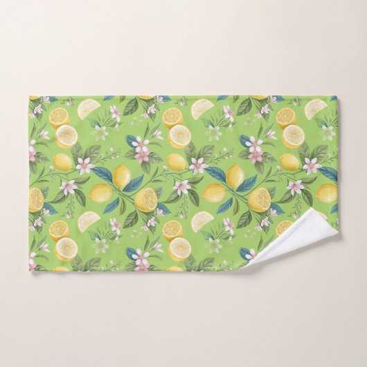 Fresh Lemon Floral Botanical Pattern  Bad Handdoek (Handdoek)