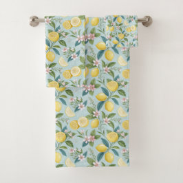 Fresh Lemon Floral Botanical Pattern  Bad Handdoek