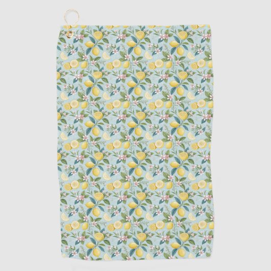 Fresh Lemon Floral Botanical Pattern  Golfhanddoek (Voorkant)