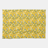 Fresh Lemon Floral Botanical Pattern  Theedoek (Horizontaal)