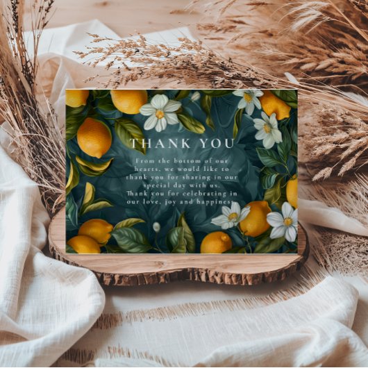 Fresh Lemon Grove Botanical Wedding Bedankkaart