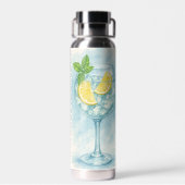 Fresh Lemon & Mint Gin & Tonic – Watercolor  Waterfles (Achterkant)