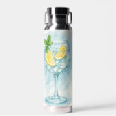 Fresh Lemon & Mint Gin & Tonic – Watercolor  Waterfles (Voorkant)