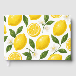 Fresh Lemon Pattern with Leaves & Blossoms  Gastenboek