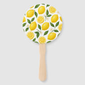 Fresh Lemon Pattern with Leaves & Blossoms  Handwaaier (Achterkant)
