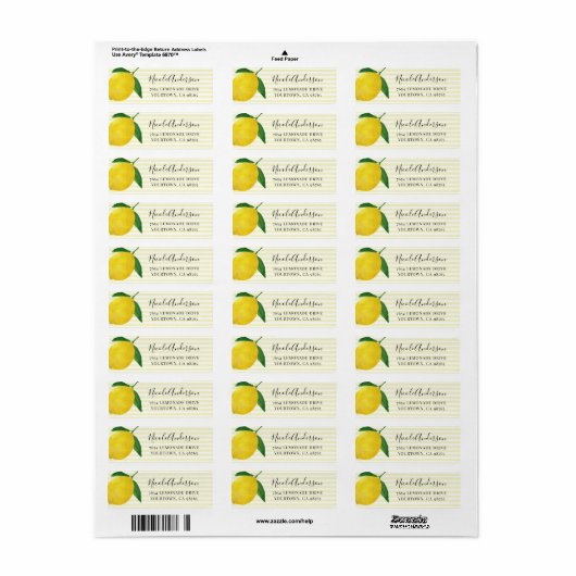 Fresh Lemon return address Label (Full Sheet)